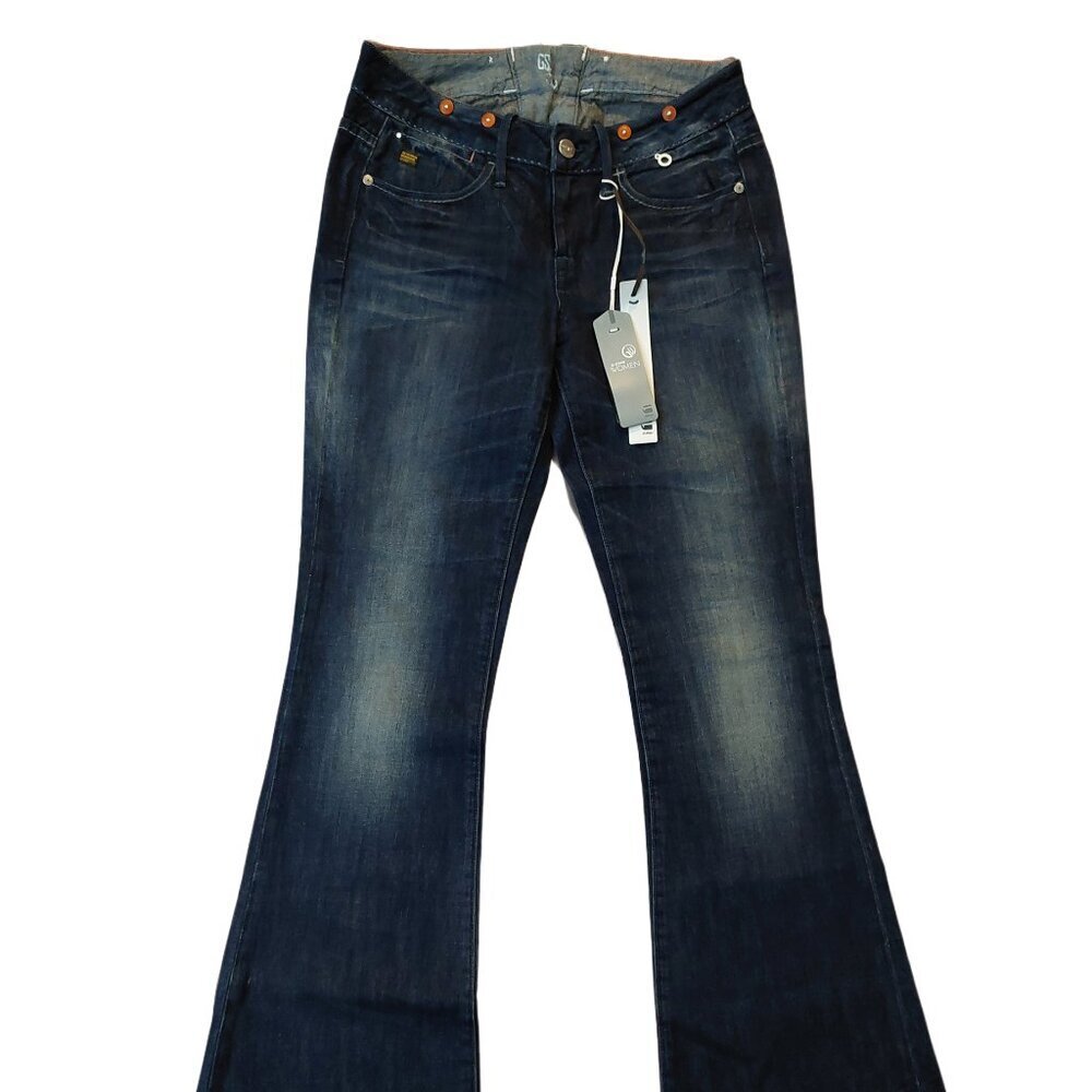 Retro Vintage G-Star Abby Flare Bootcut Medium Age Blue Denim Jeans Sz 27 NWT - Picture 2 of 14